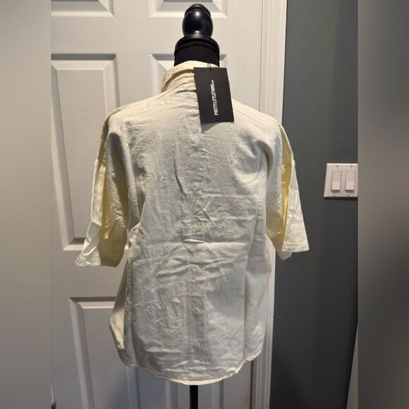 Linen look, oversize boxy, short sleeve shirt in US size 2 - Picture 4 of 6